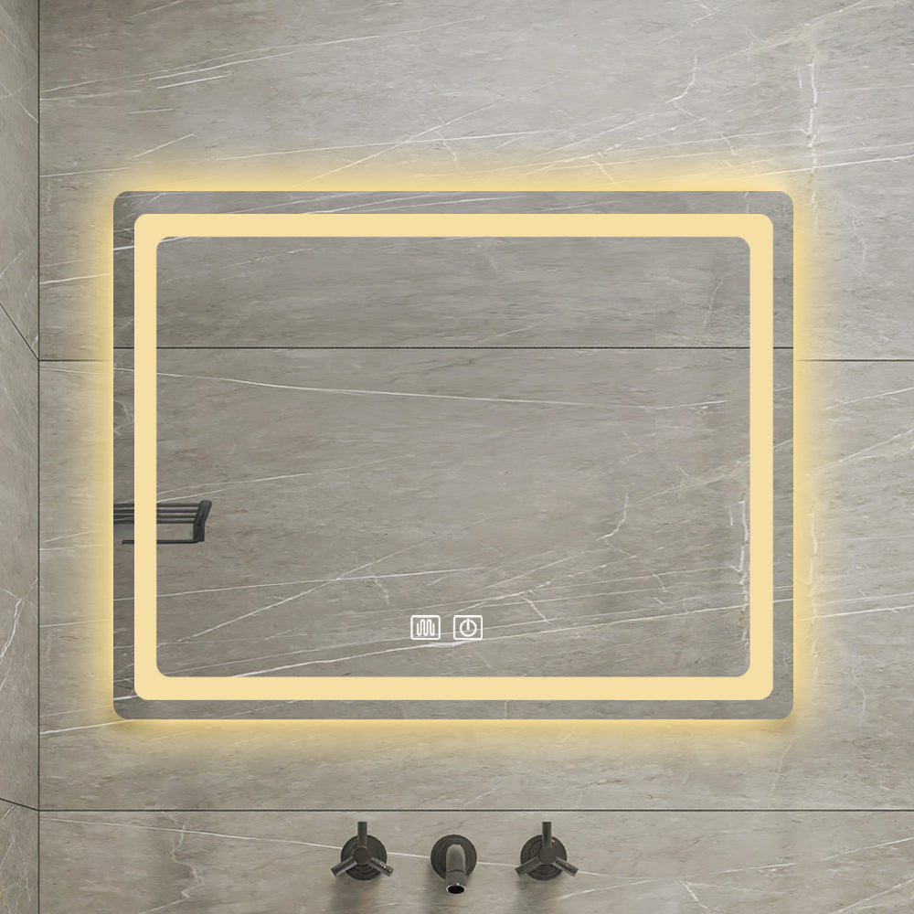 36 in. H LED Single Bathroom Vanity Mirror in Polished Crystal Bathroom Vanity LED Mirror for Bathroom Wall Smart Lighted Vanity Mirrors by Dropsure