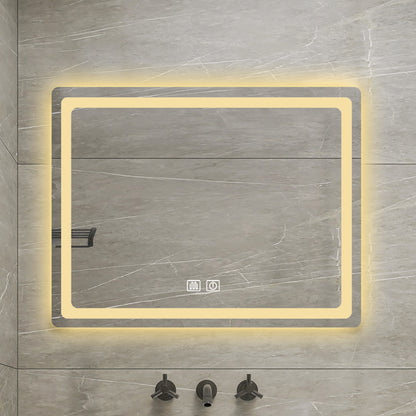 36 in. H LED Single Bathroom Vanity Mirror in Polished Crystal Bathroom Vanity LED Mirror for Bathroom Wall Smart Lighted Vanity Mirrors by Dropsure