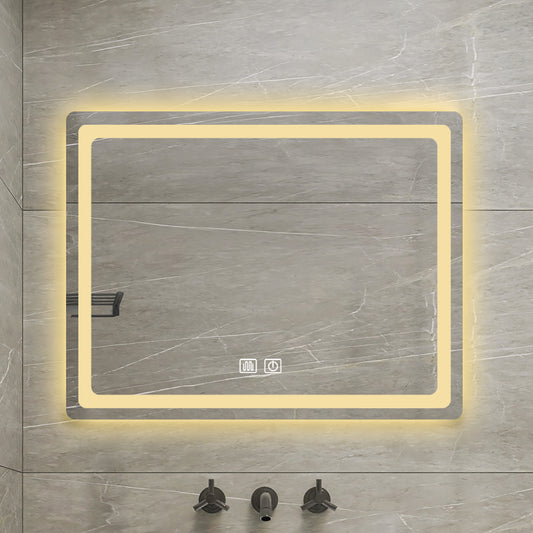 36 in. H LED Single Bathroom Vanity Mirror in Polished Crystal Bathroom Vanity LED Mirror for Bathroom Wall Smart Lighted Vanity Mirrors by Dropsure