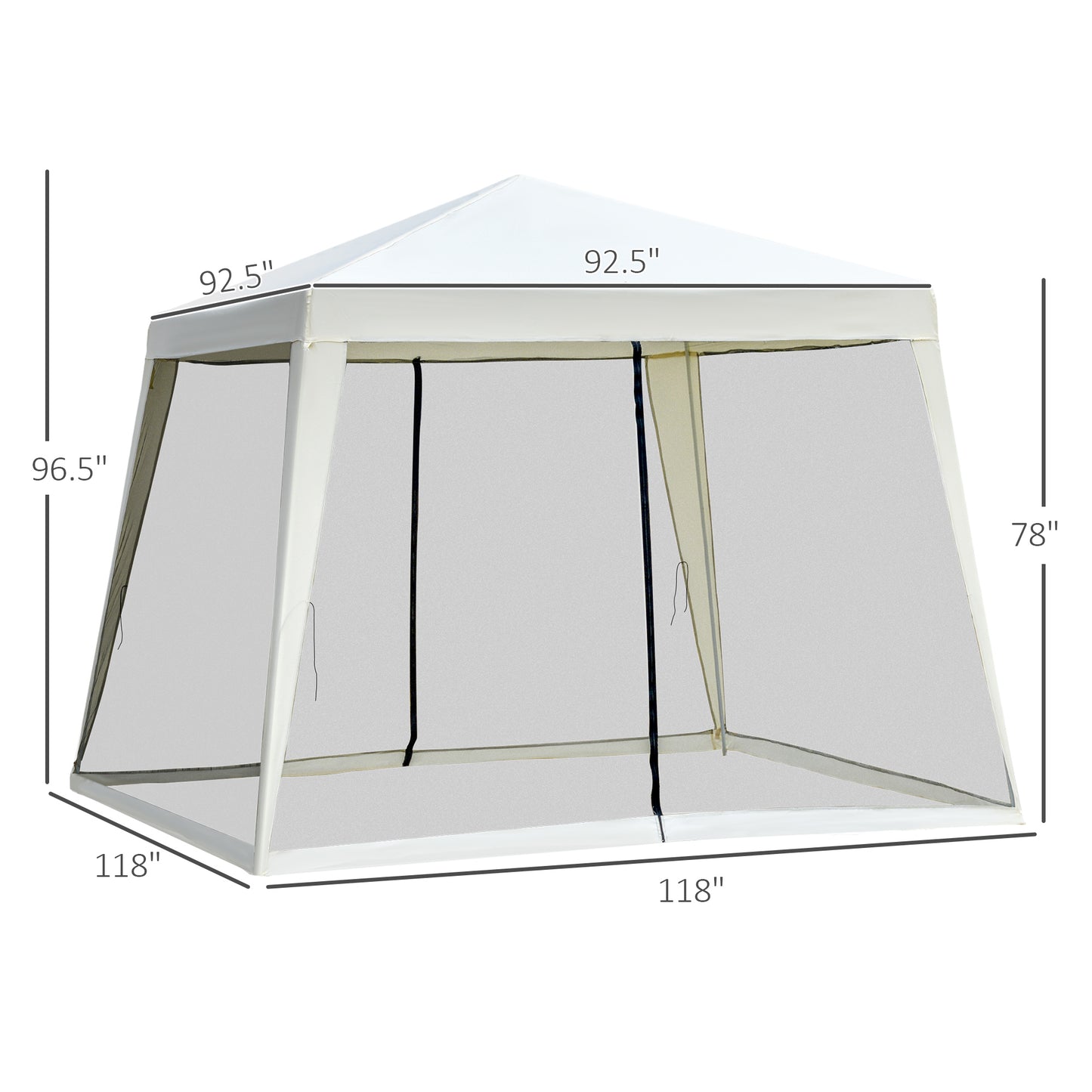 Outsunny 10'x10' Outdoor Canopy Tent, Slant Leg Sun Shelter with Mesh Sidewalls, Patio Tents for Parties, Cream White by Dropsure