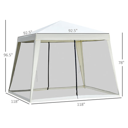 Outsunny 10'x10' Outdoor Canopy Tent, Slant Leg Sun Shelter with Mesh Sidewalls, Patio Tents for Parties, Cream White by Dropsure