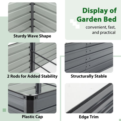 8X4X2 Ft Outdoor Raised Planter With 2 Zipper Screens Cover For Plants, Vegetables And Flowers