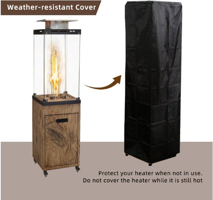 New Product Faux Woodgrain Tempered Glass Outdoor Propane Gas Fire Heater