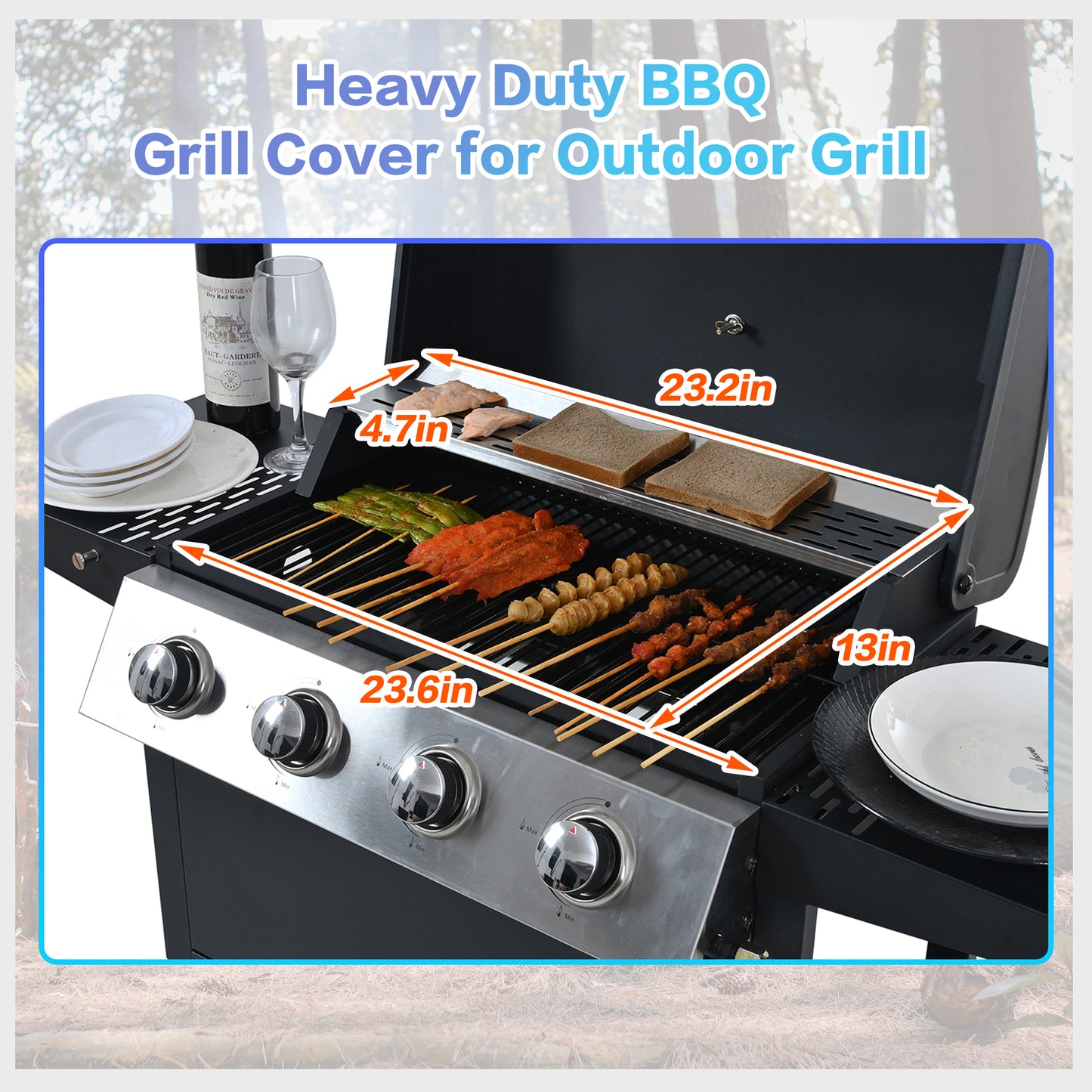 Propane Gas Grill 4 Burner Barbecue Grill, Stainless Steel 34,000 BTU Patio Garden Barbecue Grill with Two Shelves, Lid, Wheels and Bottle Opener by Dropsure