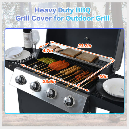 Propane Gas Grill 4 Burner Barbecue Grill, Stainless Steel 34,000 BTU Patio Garden Barbecue Grill with Two Shelves, Lid, Wheels and Bottle Opener by Dropsure