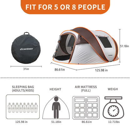 4-6 Persons White Light Orange Pop-Up Boat Tent by Dropsure