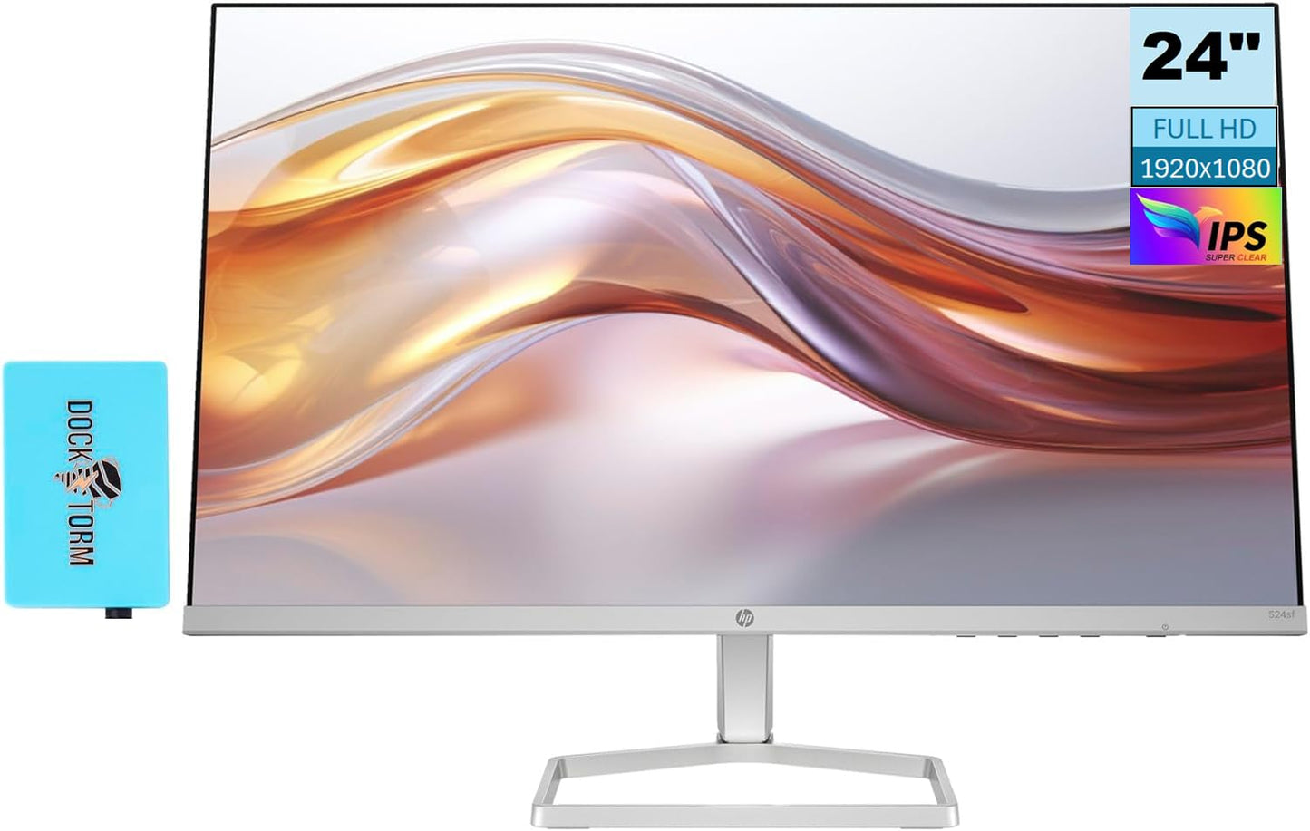 HP Series 5 524sf Monitor 94C17AA#ABA (Replaces M24f) Bundle with Docztorm Dock 24" FHD IPS (1920x1080) Display 1x HDMI 1x VGA Flicker-Free Ideal for Home & Business Black/Silver by Anti Spier