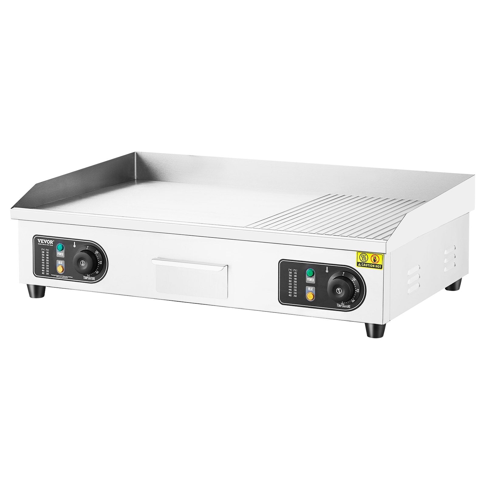Commercial Electric Griddle, 2800W Countertop Half-Flat Top Grill, 122℉-572℉ Adjustable Temp, 28.74x15.75x0.39in Stainless Steel Griddle Grill with 2 Shovels and 2 Brushes for Home or Restaurant by Dropsure