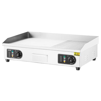 Commercial Electric Griddle, 2800W Countertop Half-Flat Top Grill, 122℉-572℉ Adjustable Temp, 28.74x15.75x0.39in Stainless Steel Griddle Grill with 2 Shovels and 2 Brushes for Home or Restaurant by Dropsure