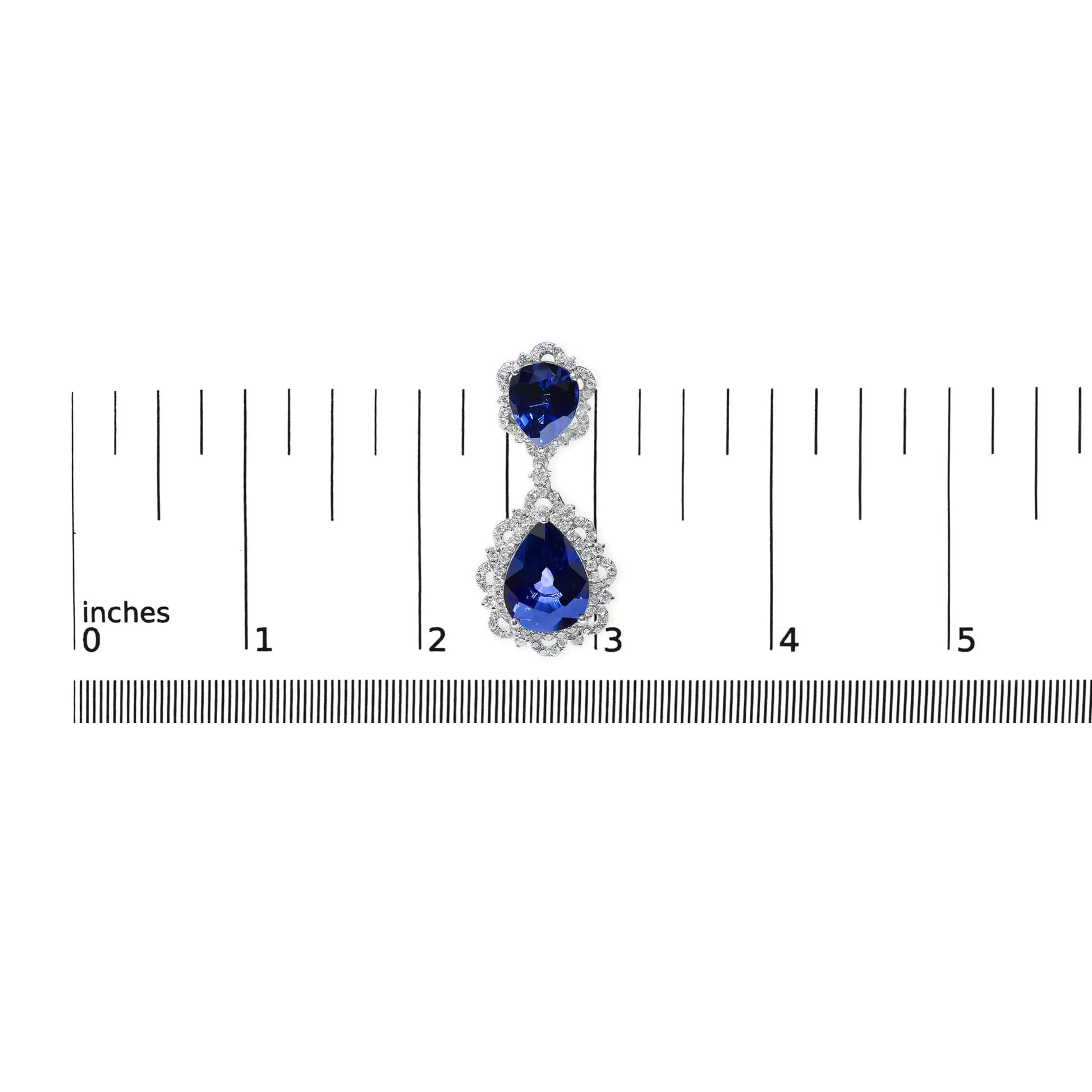 18K White Gold Blue Sapphire and Diamond 2.00 Cttw Diamond Halo Drop and Dangle Earring (G-H Color, SI1-SI2 Clarity) - Anti Spier 