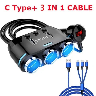 12V-24V Car splitter Cigarette Lighter Socket Plug Dual USB Charger Adapter