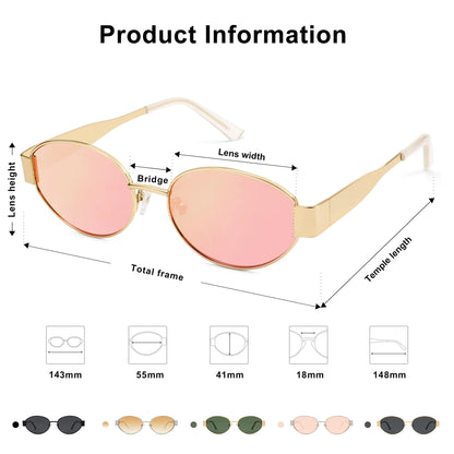 SOJOS Retro Oval Sunglasses for Women Men Trendy Sun Glasses Classic Shades UV400 Protection SJ1217 Gold/Grey