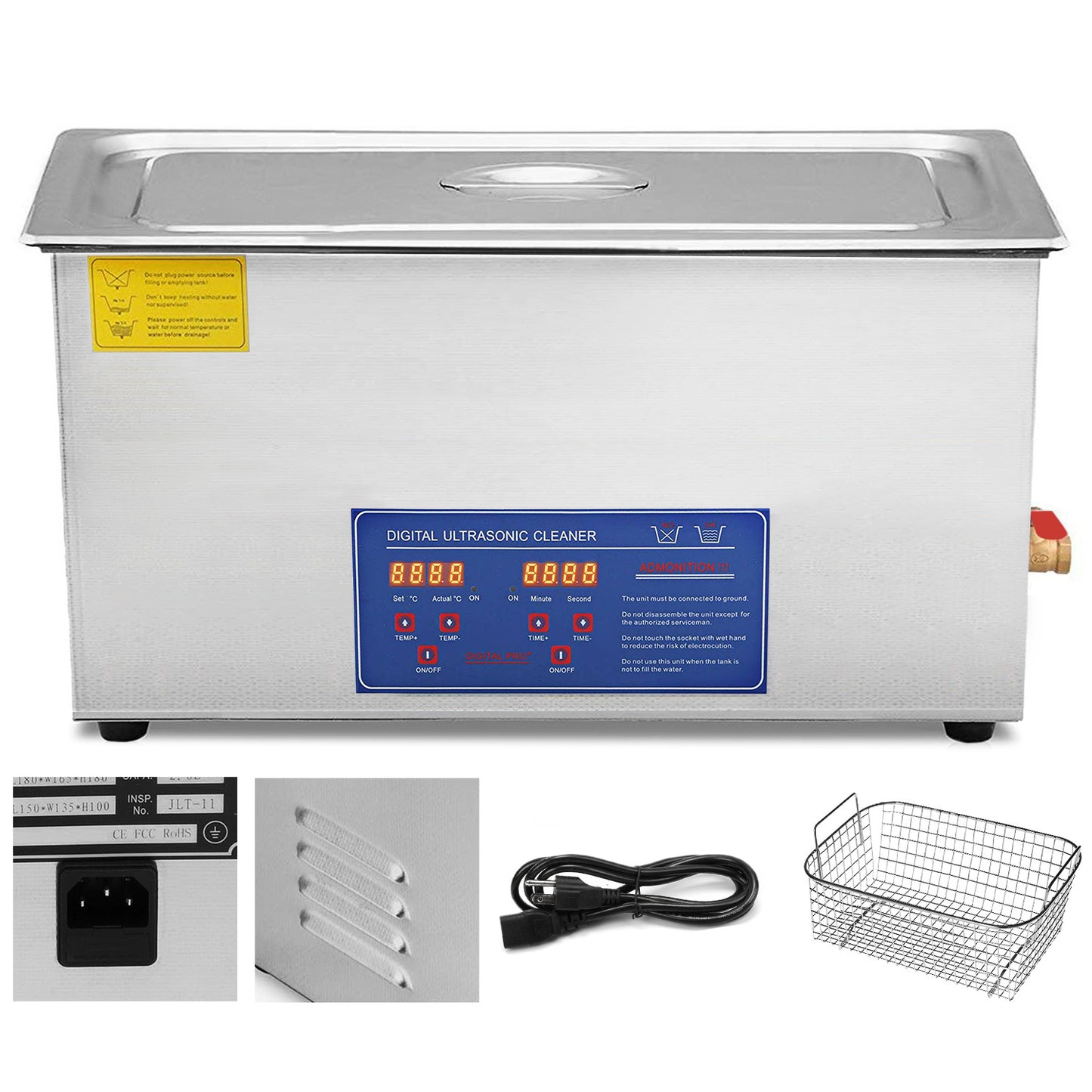 VEVOR Ultrasonic Cleaner 30L Ultrasonic Cleaner For Cleaning Eyeglasses Dentures Commercial Industrial Ultrasonic Cleaner With Digital Heater Timer And Cleaner Basket 30 Liter