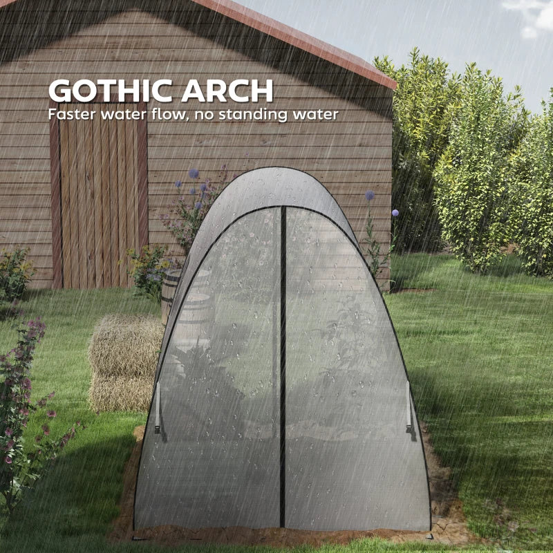 Outsunny Tunnel Hoop House Greenhouse with Sandbags and Hemmed PE Cover, 2 Doors and Screen Windows, 6' x 6' x 6.6', White by Dropsure