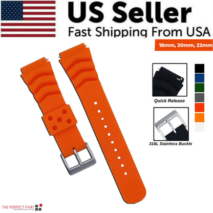 18mm 20mm 22mm Soft Silicone Watch Band Divers Replacement Strap Quick Release