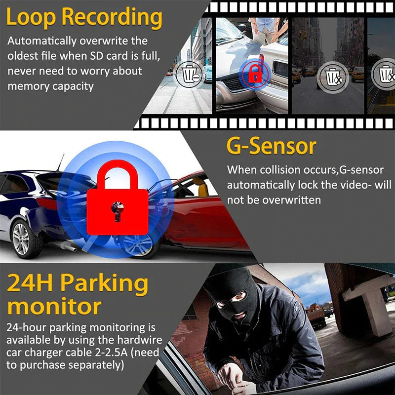 170° WiFi Dash Cam Recorder Car Camera HD 1080P Car DVR Vehicle Video G-Sensor - Anti Spier 