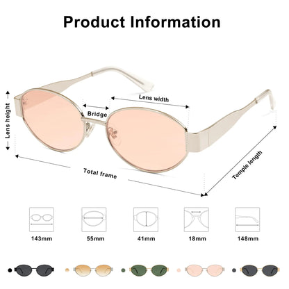 SOJOS Retro Oval Sunglasses for Women Men Trendy Sun Glasses Classic Shades UV400 Protection SJ1217 Light Gold/Light Brown