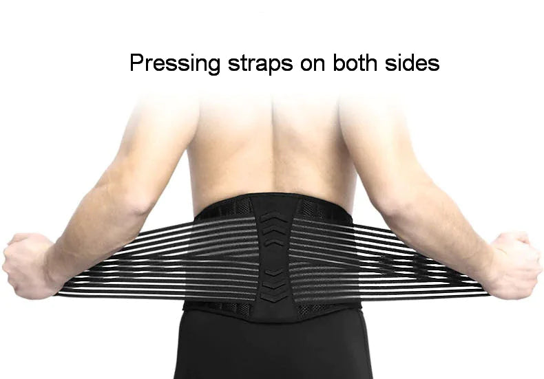 Lower Back Support Brace Lumbar Waist Belt Double Pull Breathable Belt Men Women - Anti Spier 