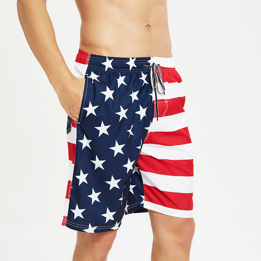 American flag Amazon cross-border exclusive for explosive quick-drying loose beach pants men's oversized five-minute swim shorts