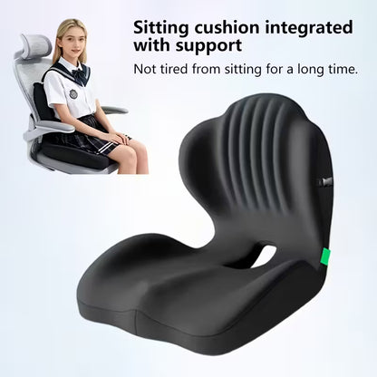 Ergonomic Memory Foam Seat Cushion with Raised Back & Breathable Hollow Design - Office Chair Cushion for Posture Support, Black, Buttock Cushion for Home Office, Desk, or Car Seat, Seat Cushion for Chair, Posture Improvement, Contoured Shape