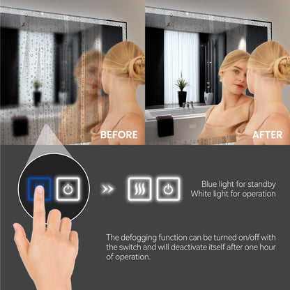 60"x48" Modern LED Smart Mirror with Hiden Light Bathroom Mirror, Front Lit & Back Lit With 3 Color Adjustable, Memory Function, Anti-Fog, Time Mode Control by Dropsure