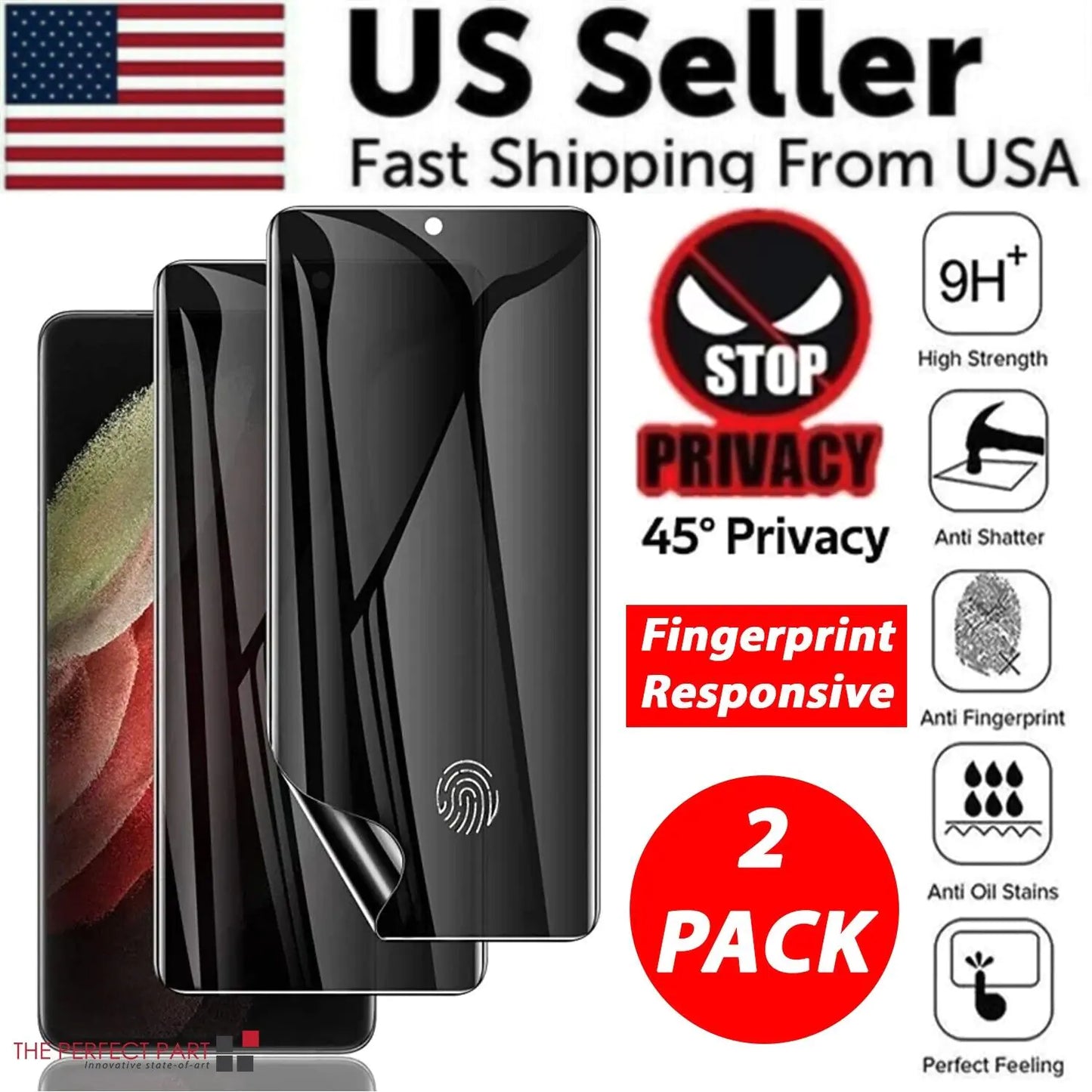 2-Pack Anti-Spy Privacy Hydrogel Screen Protector For Samsung S23 Ultra Plus S22 - Anti Spier 