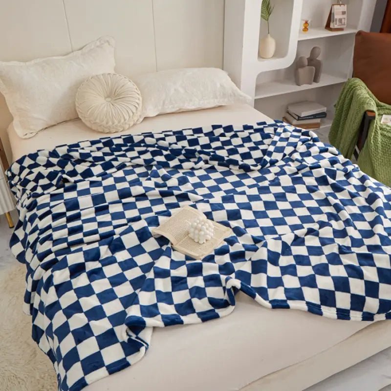 Blue & White Plaid Flannel Blanket by Anti Spier