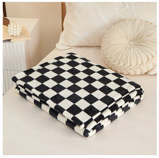 Blue & White Plaid Flannel Blanket by Anti Spier