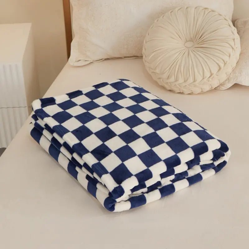 Blue & White Plaid Flannel Blanket by Anti Spier