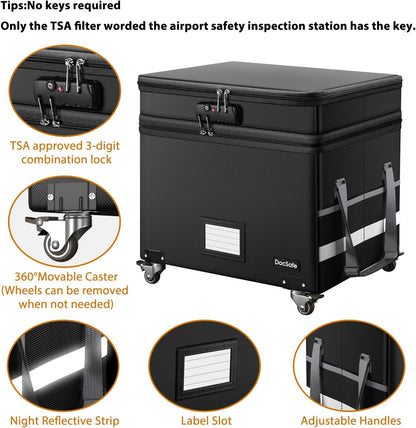 Fireproof File Box With Lock Wheels Rolling Portable by ShipItFurniture