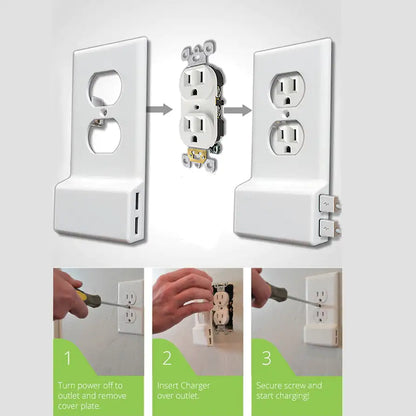 Invisible Dual USB Wall Charger Plate With Surge Protection