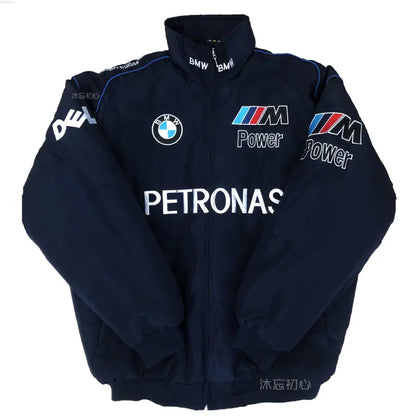 F1 Motorcycle Racing Jacket with Vintage Embroidery