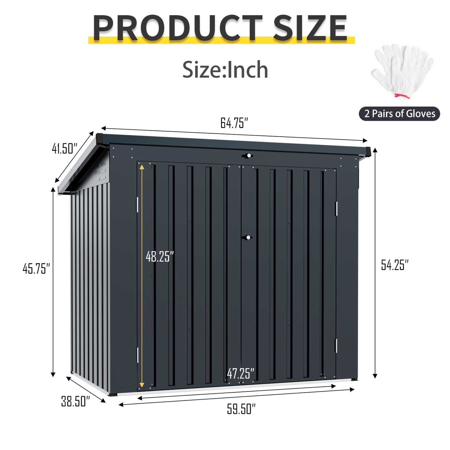 Garbage Bin Shed Stores 2 Trash Cans Metal Outdoor Bin Shed for Garbage Storage,Stainless Galvanized Steel, Bin Shed for Garden Yard Lawn, Black (W540P176424 ) Upgraded version by Dropsure
