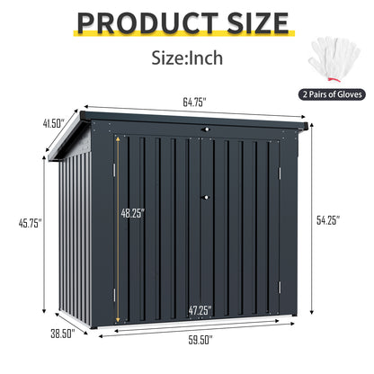 Garbage Bin Shed Stores 2 Trash Cans Metal Outdoor Bin Shed for Garbage Storage,Stainless Galvanized Steel, Bin Shed for Garden Yard Lawn, Black (W540P176424 ) Upgraded version by Dropsure