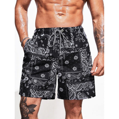 Beach pants men's large size quick dry loose thin men's shorts sports casual flower pants