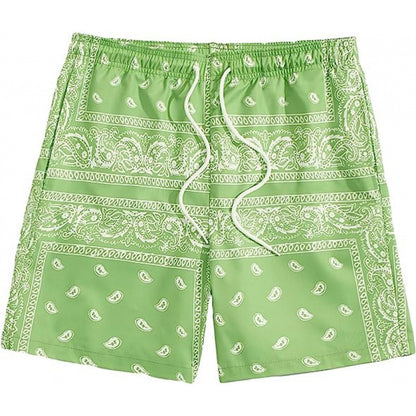 Beach pants men's large size quick dry loose thin men's shorts sports casual flower pants