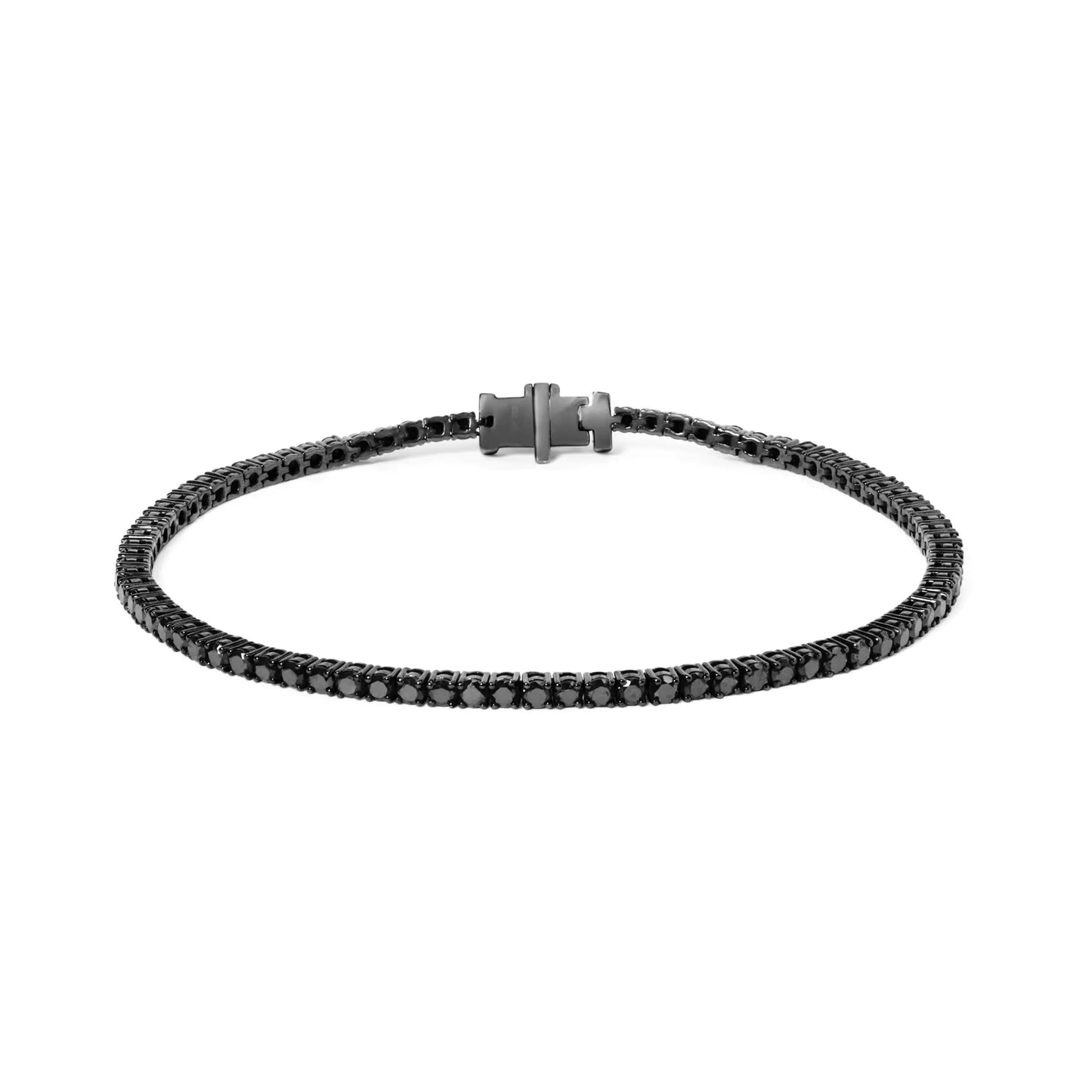 Black Rhodium Plated .925 Sterling Silver 5.00 Cttw Black Diamond Tennis Bracelet  (Black Color, I2-I3 Clarity) - 8.5 Inches - Anti Spier 