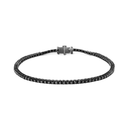 Black Rhodium Plated .925 Sterling Silver 5.00 Cttw Black Diamond Tennis Bracelet  (Black Color, I2-I3 Clarity) - 8.5 Inches - Anti Spier 