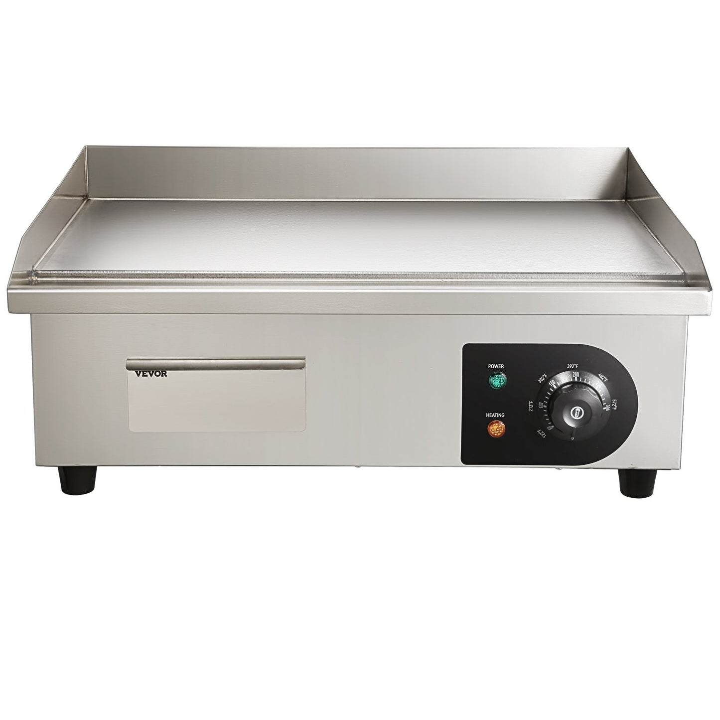 Commercial Electric Griddle, 21", 1600W Countertop Flat Top Grill, Stainless Steel Teppanyaki Grill with Iron Cooking Plate, 122-572℉ Adjustable Temp Control 2 Shovels & Brushes, 110V by Dropsure