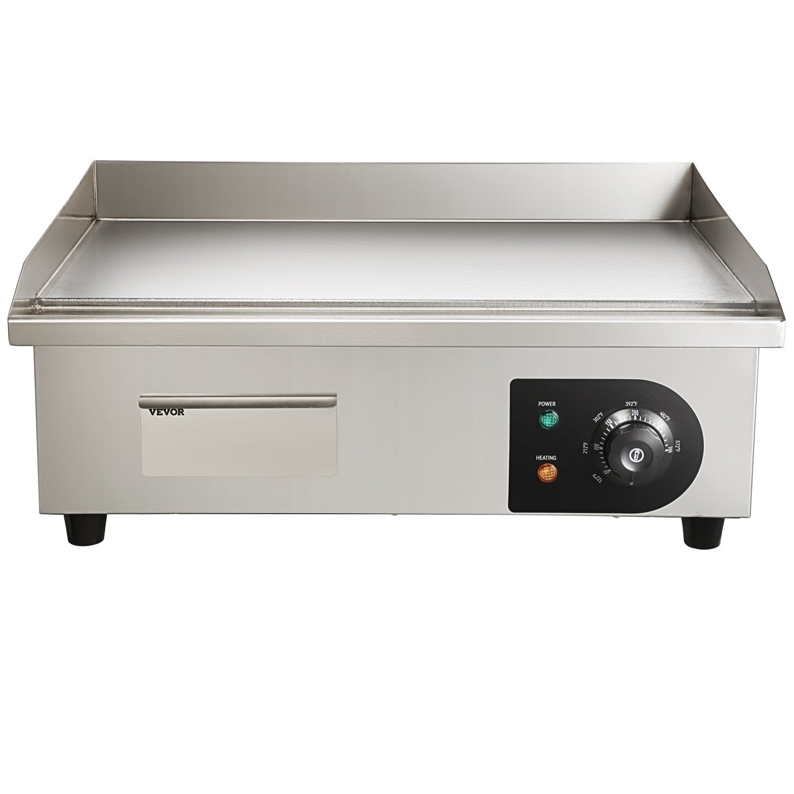 Commercial Electric Griddle, 21", 1600W Countertop Flat Top Grill, Stainless Steel Teppanyaki Grill with Iron Cooking Plate, 122-572℉ Adjustable Temp Control 2 Shovels & Brushes, 110V by Dropsure