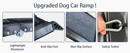Dog Ramp for Car, 63" Long & 17" Wide Folding Portable Pet Stair Ramp with Non-Slip Rug Surface, Extra Wide Dog Steps for Medium & Large Dogs Up to 250LBS Enter a Car, SUV & Truck by Dropsure