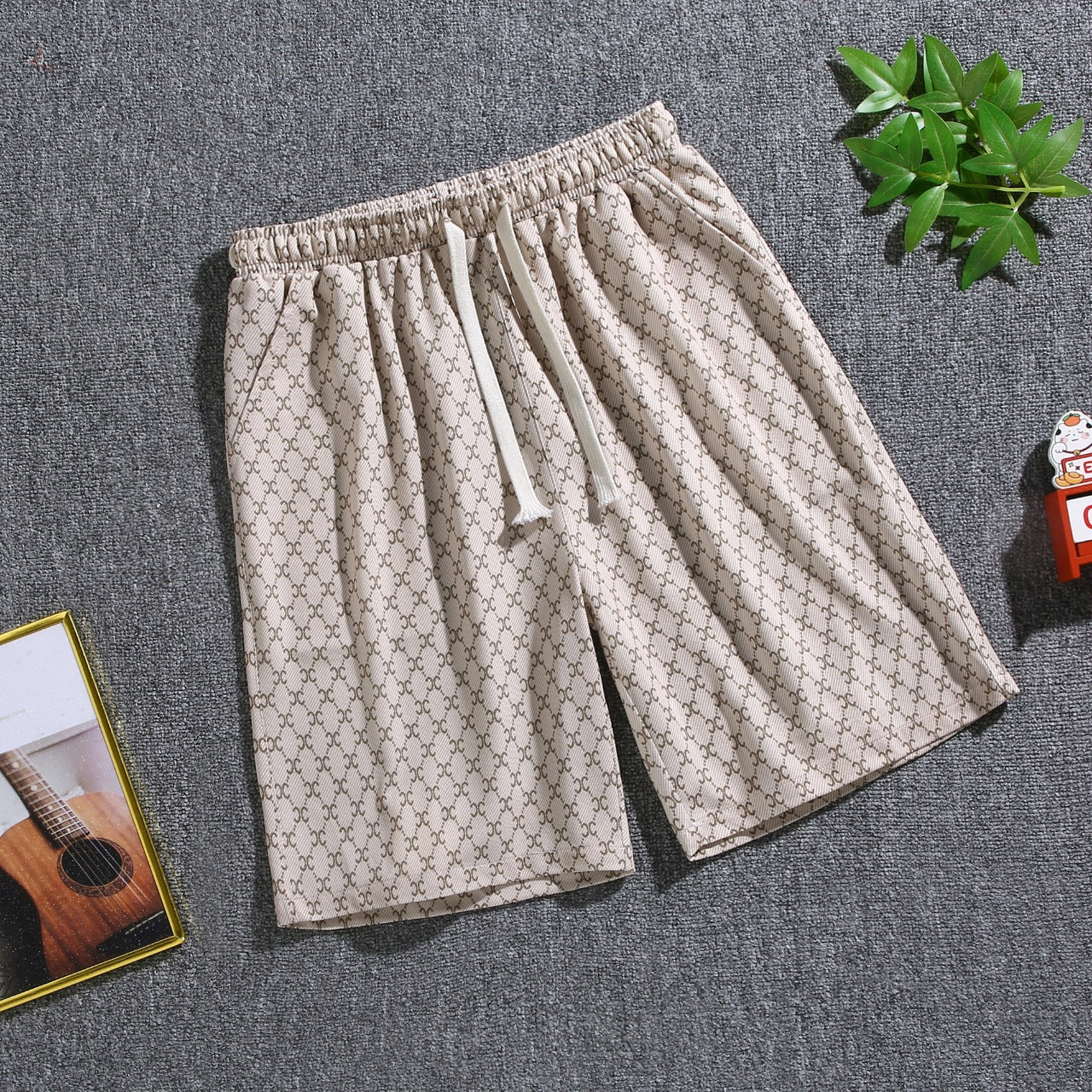 Quarter pants Men's summer beach pants Men's casual running shorts Men's 5 straight leg pants trend