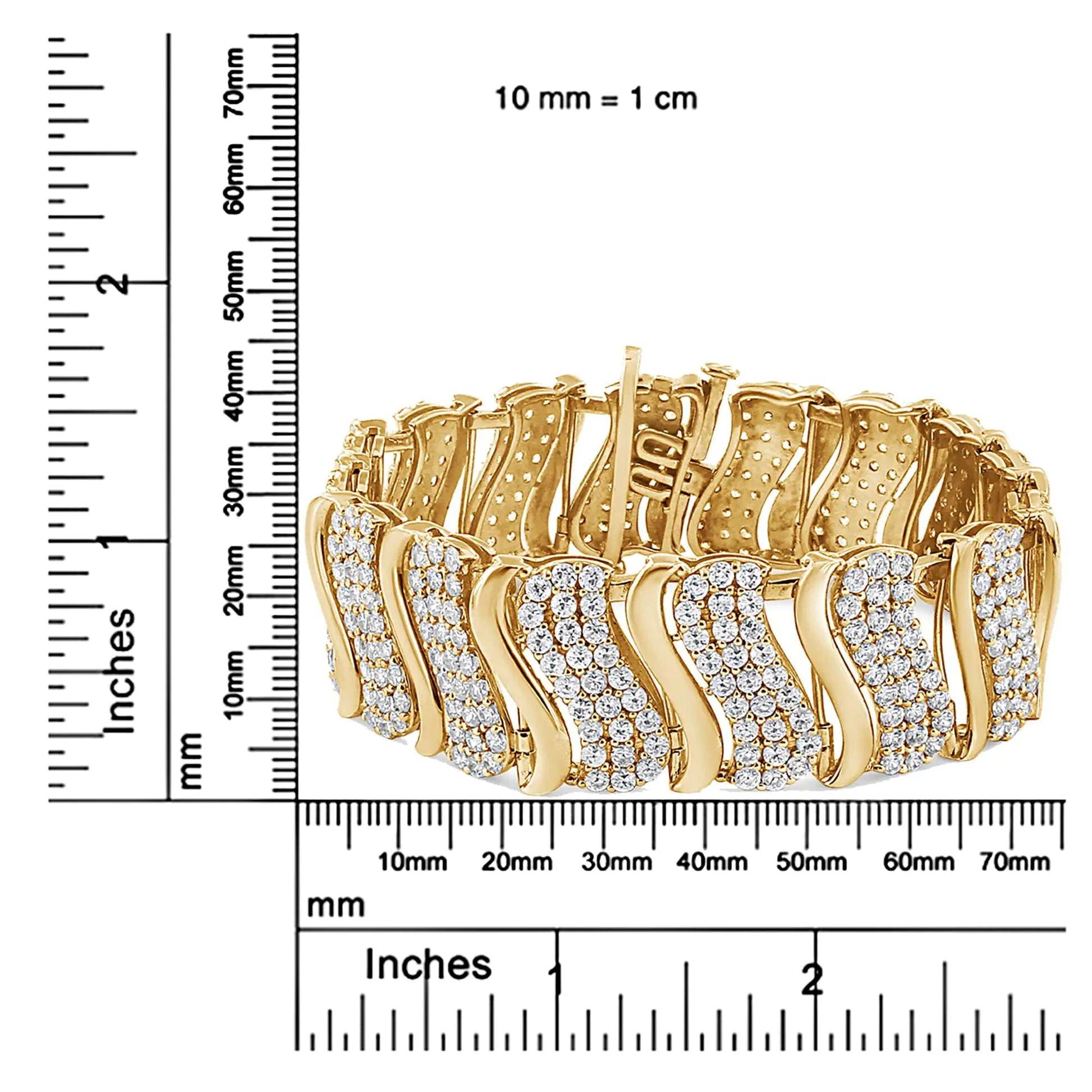 14K Gold 15.0 Cttw Diamond Chevron Wave 7.25" Inch Link Bracelet (J-K Color, I1-I2 Clarity) - Anti Spier 