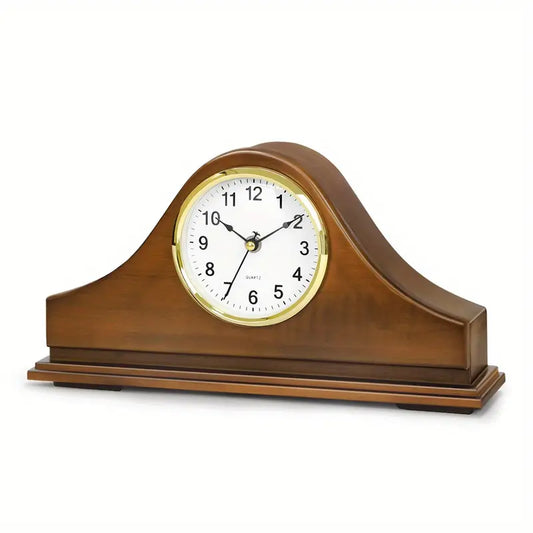 Wooden Mantel Clock - Vintage Silent Clock with Concealed Storage Box, Perfect for Living Room, Office, Dining Room, Decoration, Gift