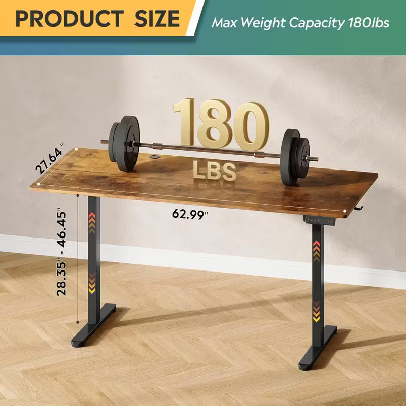 Electric Sit to Stand Desk with 3 Memory Presets, Adjustable Height Stand up Desk, Height Adjustable Standing Computer Desk for Home Office, 40/ 55/ 63/ 71 Inches, Ergonomic Workspace, Workspace Furniture, Sleek Design, Modern Desk