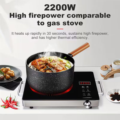 Single burner, Double Burner Electric Stove, Infrared Ceramic Cooktop With Dual Independent Control & Anti-Scald Handles - Portable Hot Plate For Home, Dorm, Camping & RV Use, Fast Heating, Easy To Clean by Anti Spier