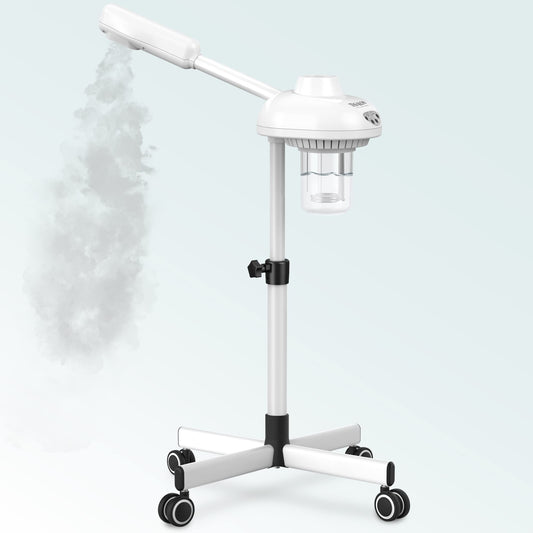 Professional Facial Steamer on Wheels Hot Ozone Face Steamer for Facial Esthetician Steamer for Salon Beauty and Spa Mist Face Steamer for Facial Deep Cleaning Skin Care Equipment- White by Anti Spier