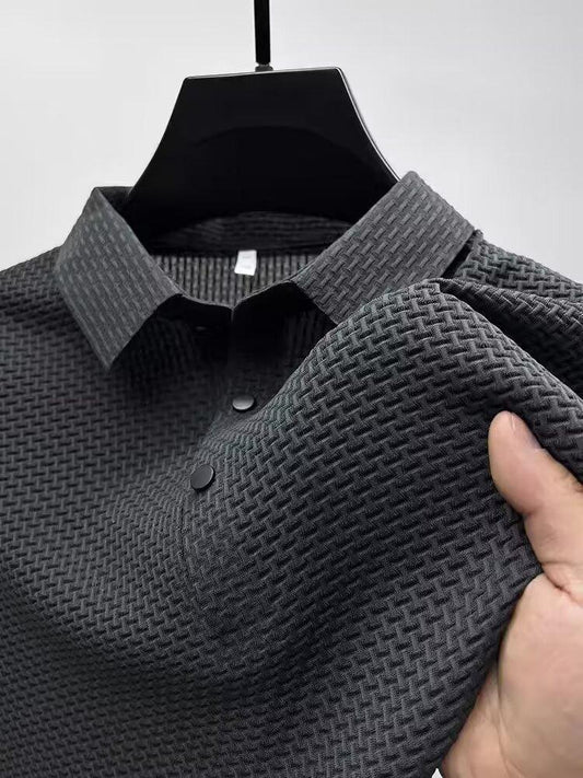 Retro polo shirt for men, versatile in summer, solid-color collared half-sleeve shirt top, trendy short-sleeved shirt