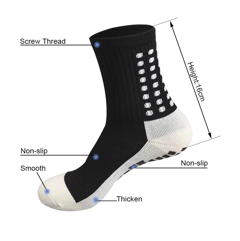 3 Pair Sport Socks Anti Slip W/ Grip Soccer Men Football Basketball Sock Premium