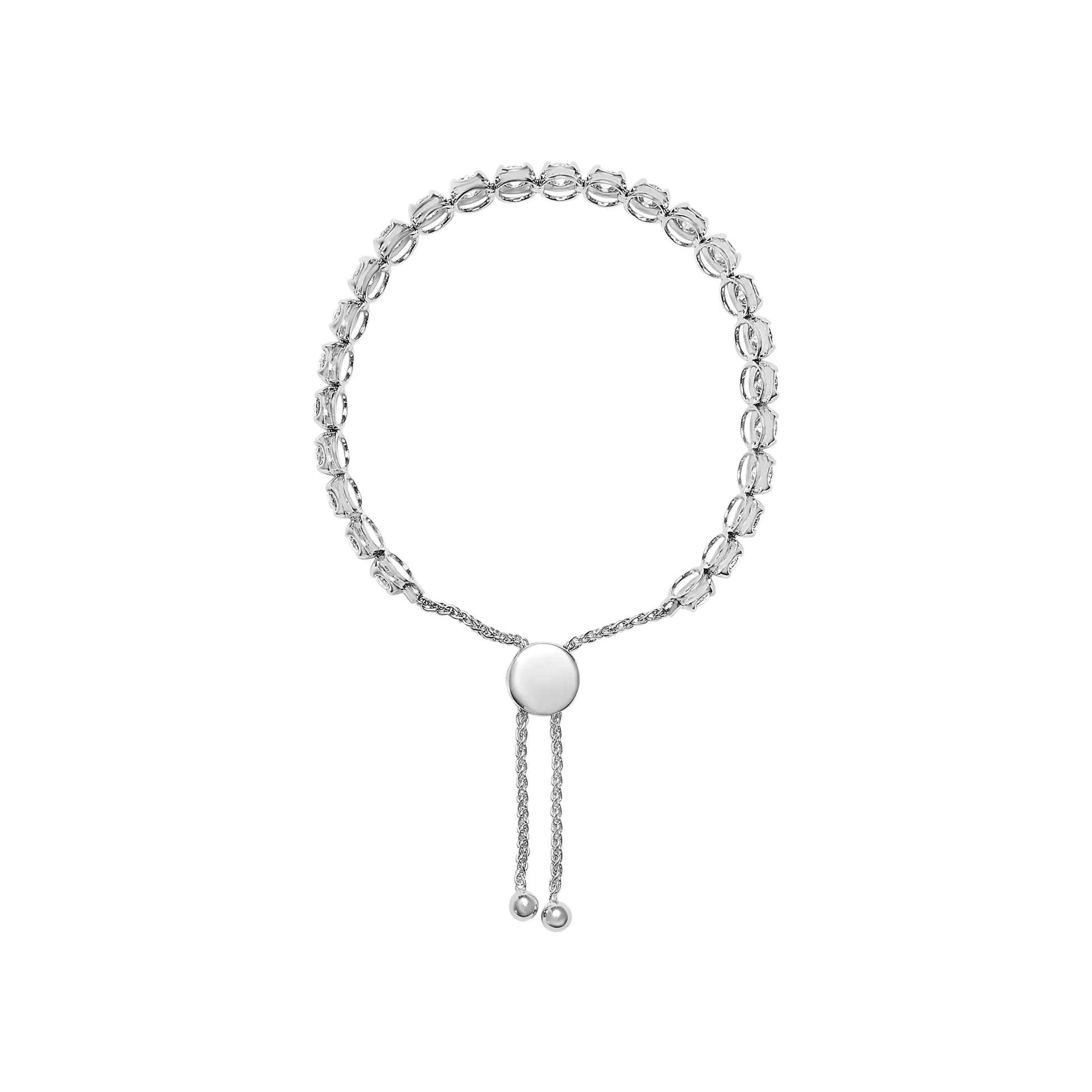 14K White Gold 6.00 Cttw Diamond 4”-10” Adjustable Bolo Tennis Bracelet (I-J Color, I1-I2 Clarity) - Anti Spier 